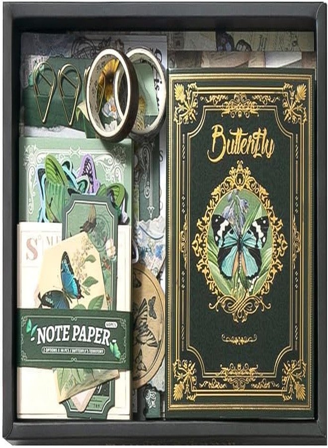 INOBECK Paper Vintage Journal Scrapbook Kit - A6 Notebook, Stickers, DIY Set with Aesthetic Vintage & Creative Décor Journaling Supplies. Ideal Gifting for Teens, Girls (Forest Story), Green - Image 1