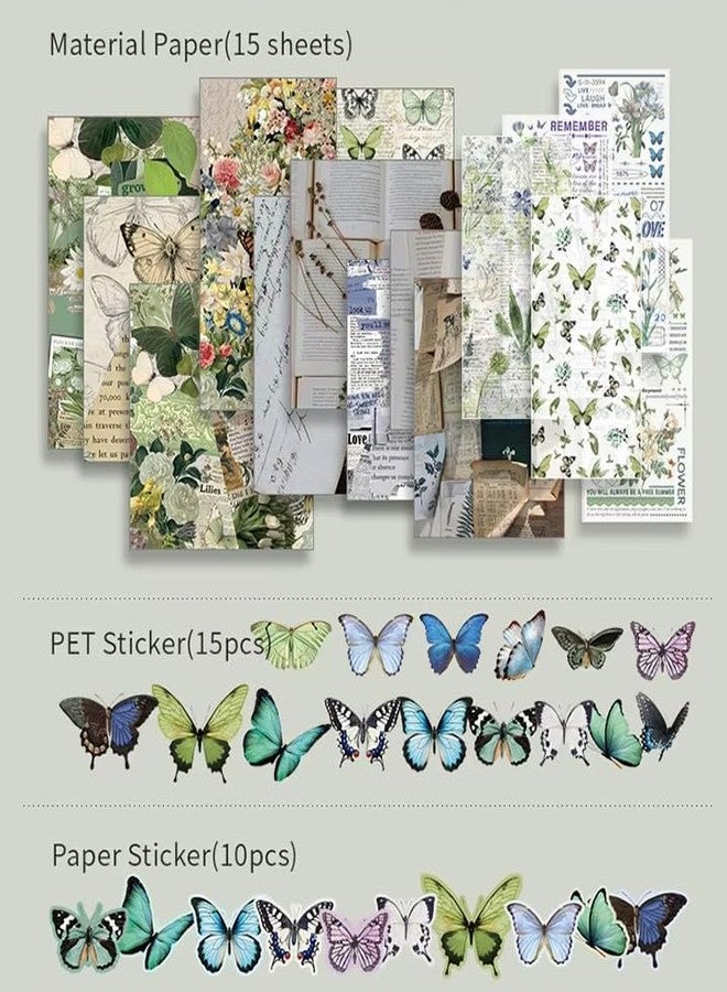 INOBECK Paper Vintage Journal Scrapbook Kit - A6 Notebook, Stickers, DIY Set with Aesthetic Vintage & Creative Décor Journaling Supplies. Ideal Gifting for Teens, Girls (Forest Story), Green - Image 4