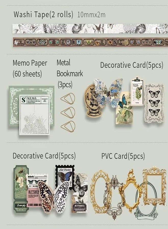 INOBECK Paper Vintage Journal Scrapbook Kit - A6 Notebook, Stickers, DIY Set with Aesthetic Vintage & Creative Décor Journaling Supplies. Ideal Gifting for Teens, Girls (Forest Story), Green - Image 2
