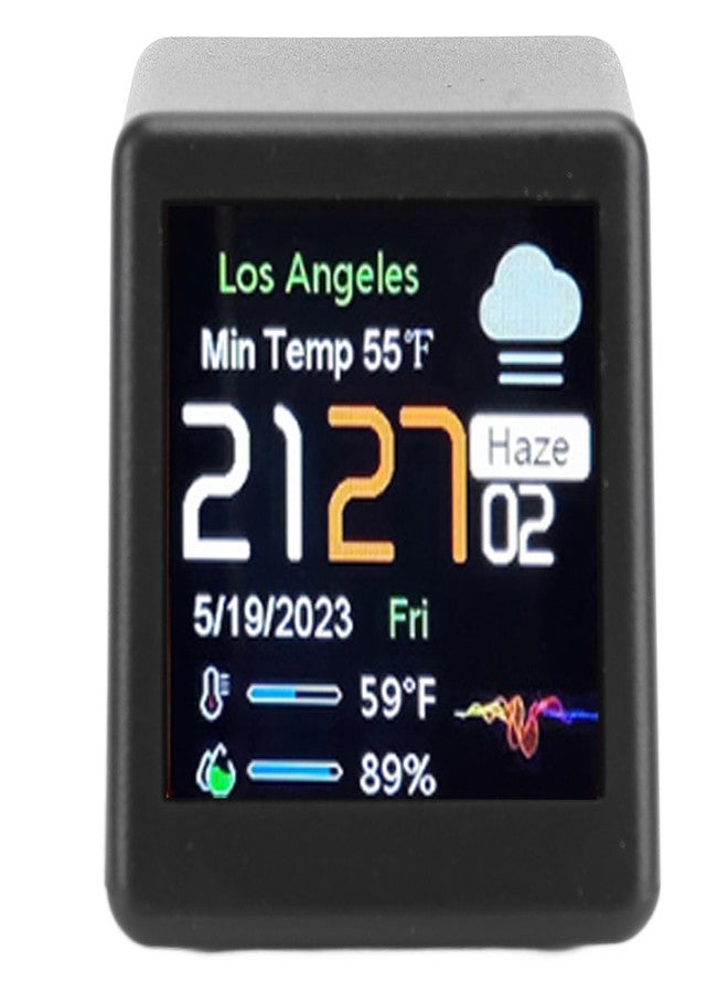 Zunate Wi Fi Clock with LCD Display, DIY Programming Digital Clock, Crypto Ticker Display with Calendar, Temperature, Weather Forecast for Home Office Desk Decor (Black) - Image 1