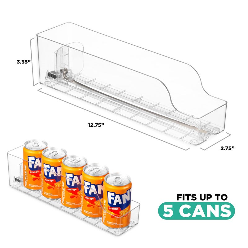Oizeir Automatic Soda Can Organizer - 2-Pack - Soda Can Dispenser For Refrigerator - Automatic Drink Holder For Fridge - Organizing Rack for Kitchen or Pantry - Beverage Dispenser & Holder (Small) - Image 2