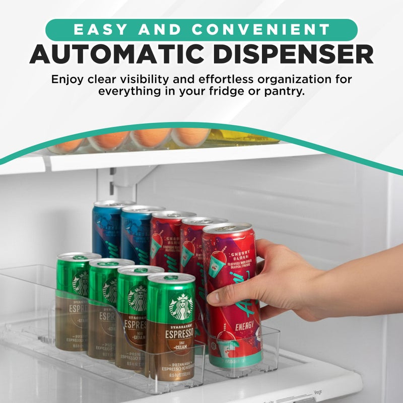 Oizeir Automatic Soda Can Organizer - 2-Pack - Soda Can Dispenser For Refrigerator - Automatic Drink Holder For Fridge - Organizing Rack for Kitchen or Pantry - Beverage Dispenser & Holder (Small) - Image 4