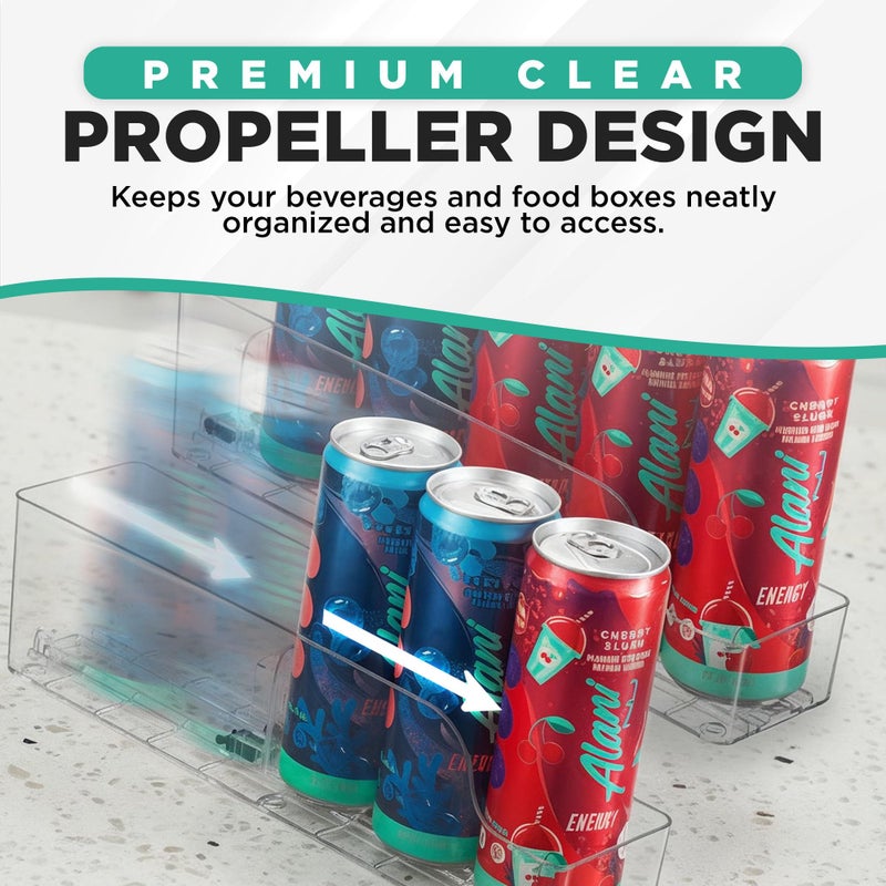 Oizeir Automatic Soda Can Organizer - 2-Pack - Soda Can Dispenser For Refrigerator - Automatic Drink Holder For Fridge - Organizing Rack for Kitchen or Pantry - Beverage Dispenser & Holder (Small) - Image 5