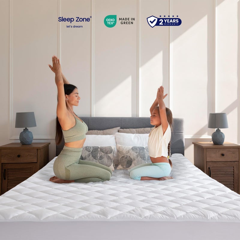SLEEP ZONE Twin Mattress Protector, Quilted Fitted Mattress Pad, Deep Pocket Mattress Cover Stretches up to 21 inches, Fluffy Pillow Mattress Topper (White, 39x75) - Image 4