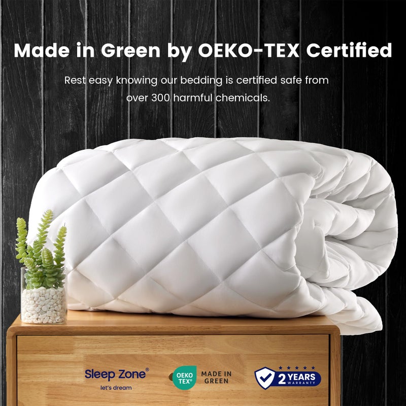 SLEEP ZONE Twin Mattress Protector, Quilted Fitted Mattress Pad, Deep Pocket Mattress Cover Stretches up to 21 inches, Fluffy Pillow Mattress Topper (White, 39x75) - Image 3