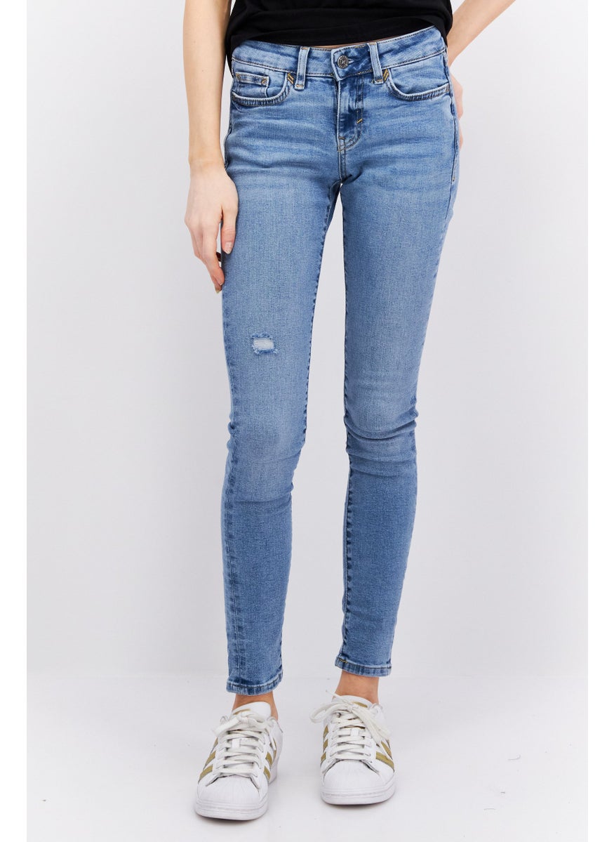 ESPRIT Women Skinny Fit Light Wash Stretchable Jeans, Blue  - Image 1