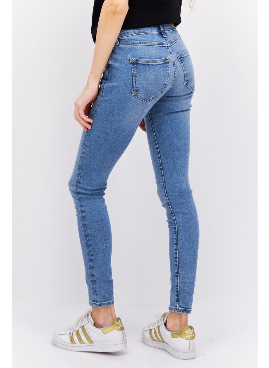 ESPRIT Women Skinny Fit Light Wash Stretchable Jeans, Blue  - Image 3