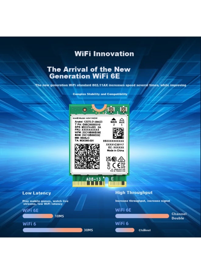 Eb-link Intel Ax411 Chip Laptop Wireless Network Card 5374m M.2 Cnvi O2 Interface Wifi 6e Gigabit Tri-band Card Bluetooth 5.3 Computer Built-in Module - Image 2