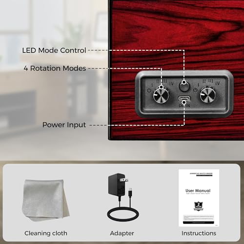ANWBROAD Watch Winders For Automatic Watches, Automatic Watch Winder Box With Led Light, Watch Turner For Automatic, 4 Watch Rotator And Super Quiet Motor And 4 Rotation Mode, UJWW011Y - Image 5