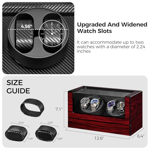 ANWBROAD Watch Winders For Automatic Watches, Automatic Watch Winder Box With Led Light, Watch Turner For Automatic, 4 Watch Rotator And Super Quiet Motor And 4 Rotation Mode, UJWW011Y - Image 3