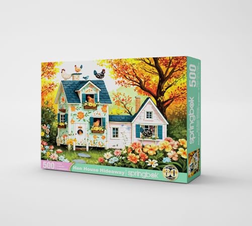 Springbok Hen House Hideaway 500 Piece Jigsaw Puzzle for Adults Floral Chicken Coop Unique Cut Pieces Made in USA - Image 5