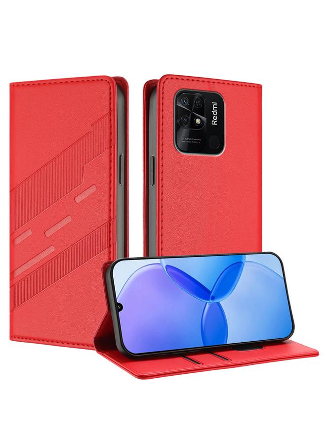 اس-توب جراب لهاتف Redmi 10C محفظة جلدية متعددة الوظائف منقوشة بتصميم كلاسيكي - Image 1