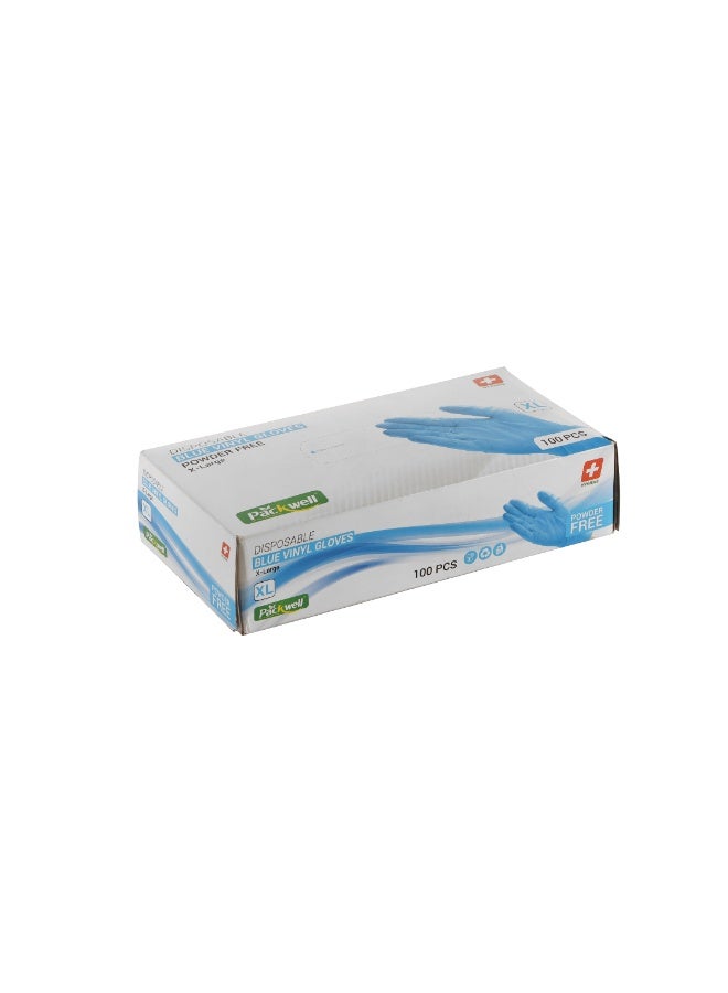 packwell Packwell vinyl Gloves blue powder free X Large 100 pcs - Image 2