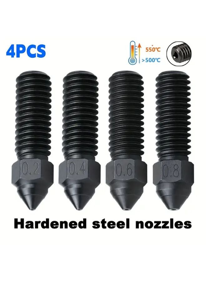 4Pcs 0 2 0 4 0 6 0 8mm Steel Nozzles For Creality Ender 3 V3 KE K1 K1 MAX CR M4 3D Printer - Image 1