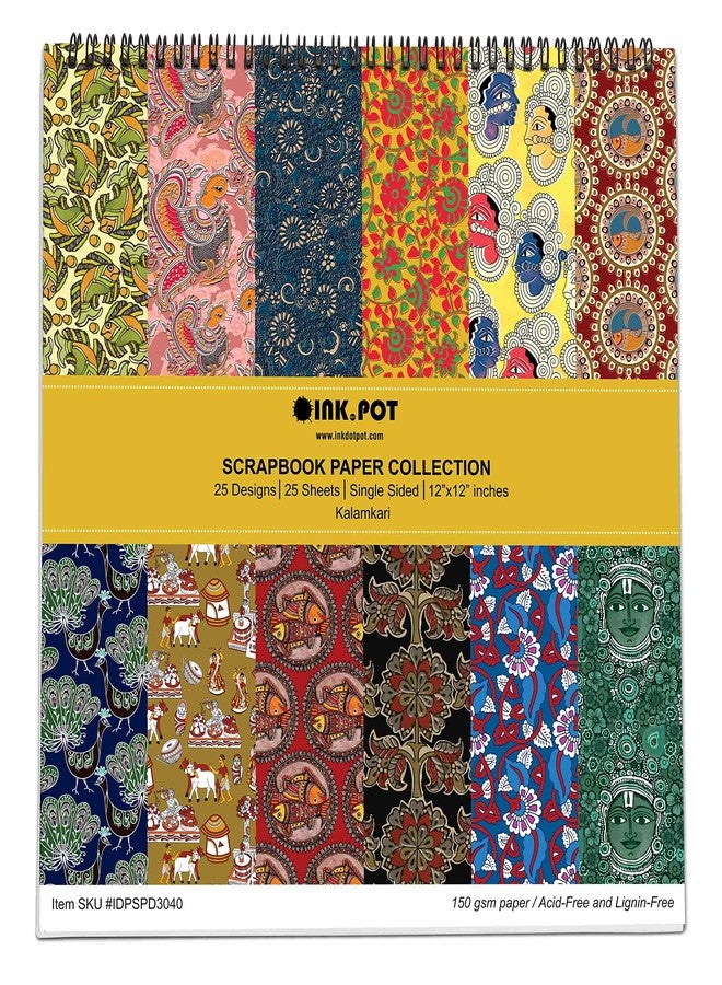 Inkdotpot 25 Sheets Kalamkari Scrapbook Paper Pad 12x12- Single-Sided Scrapbook Paper- Colorful Cardstock Paper Scrapbooking DIY Decorative Background Cardmaking Supplies- Journal Craft Paper - Image 1
