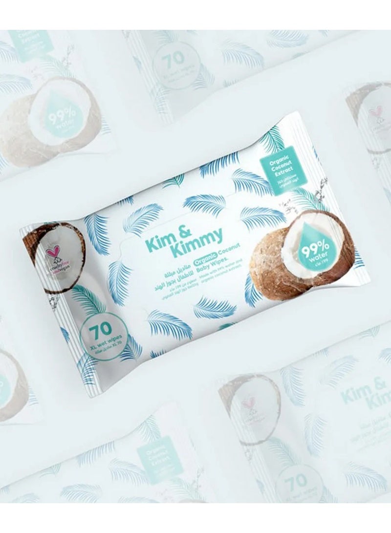 Kim & Kimmy KimandKimmy Organic Coconut Wet Wipes - 280 Pieces, Anti-Bacterial, Anti-Fungal, Extra Large, Moisturizing - Image 2