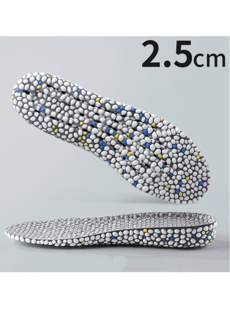 Height Increase Insoles for Men Women, Honeycomb Shock Absorbing Cushion Shoe Height Insoles Men Women, Replacement Sports Shoe, 2.5cm, Grey - Image 1