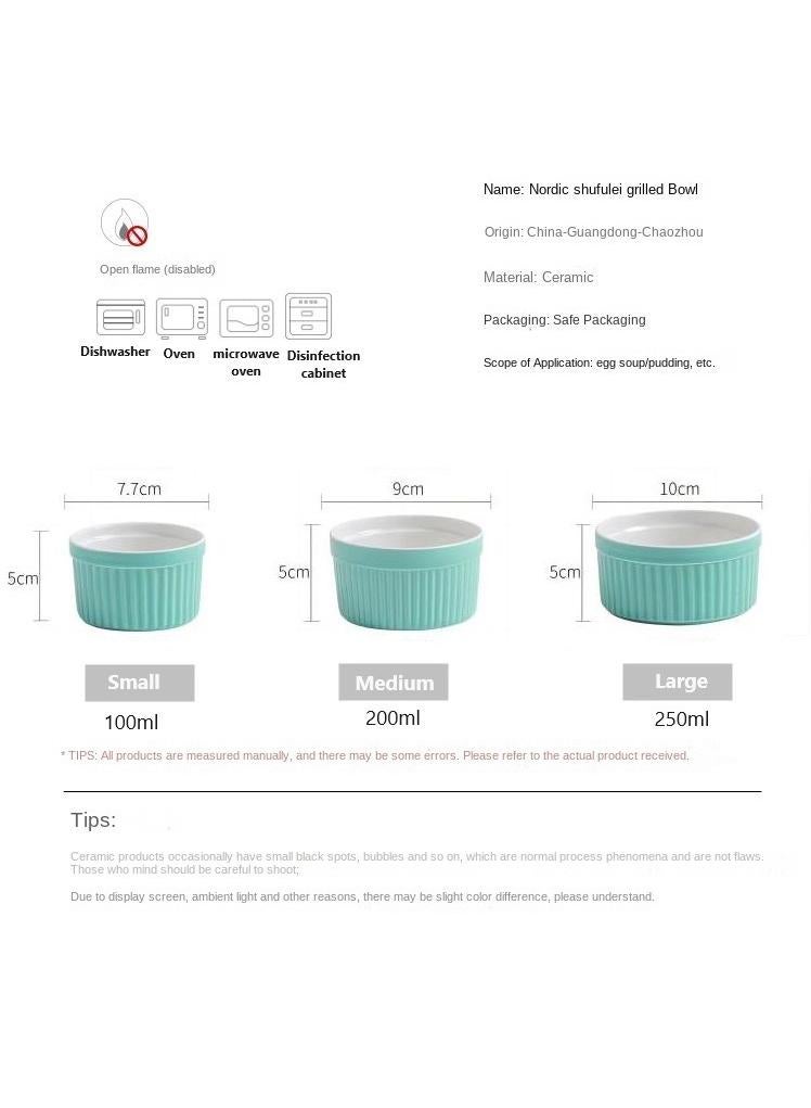 Y&D 6-Piece Classic Souffle Dish Ramekin Set Blue/White  - Image 2