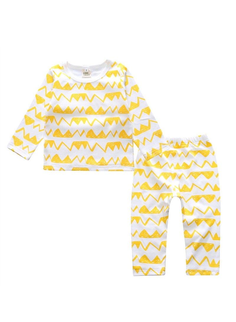 KIDS TALES Children's Pajama Set In Children's Underpants Baby Belly Care Home Wear Yellow