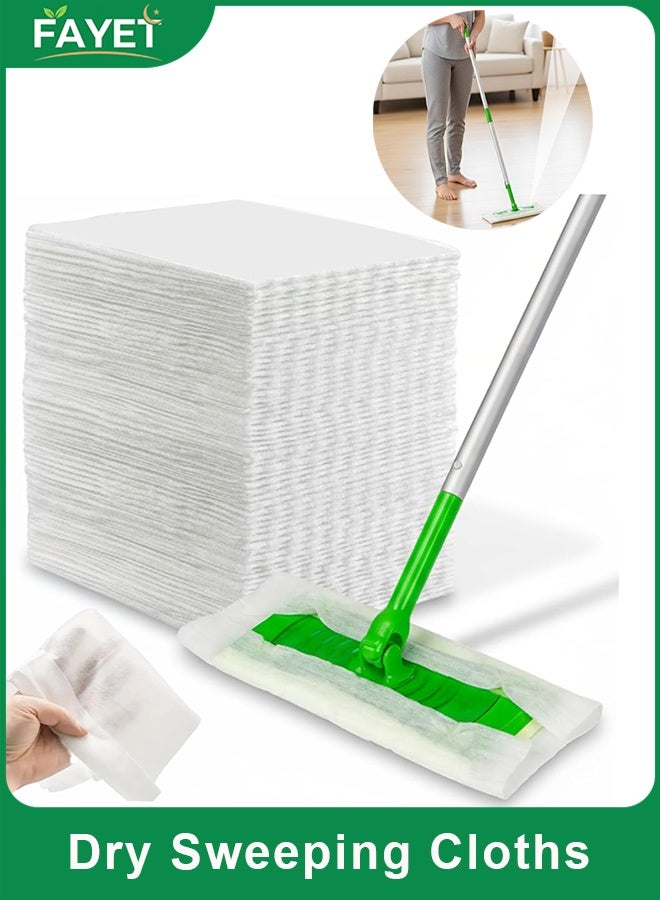 FAYET 100 Count Disposable Dry Sweeping Cloths, Heavy-Duty Microfiber Electrostatic Dusting Mop Pads for Hardwood, Tile, Laminate & All Floors - Image 1