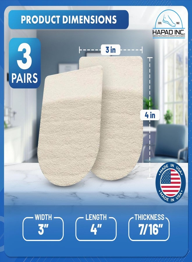 HAPAD Heel Lifts for Women & Men, 7/16" Height, 3" Width (Pack of 3) - Supportive, Breathable Shoe Heel Inserts, Pads - Shoe Lifts for Uneven Legs, Length Discrepancy, Achilles Tendonitis, Heel Pain - Image 3