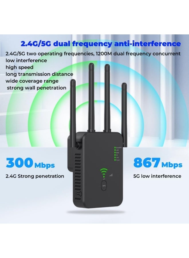 KOWVOWZ Signal Booster for Home, WiFi Extender, WiFi Extender Booster, 1200Mps Dual-Band WiFi Extender Coverage 13,800 Square feet and 105+ Devices 1-Tap Setup (U10Beige) - Image 3