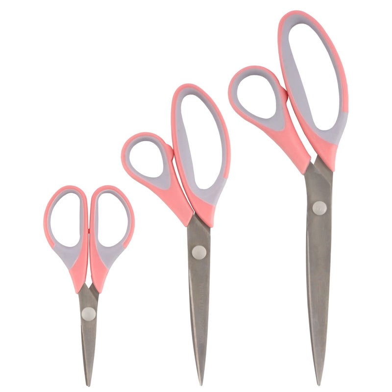 JubileeYarn Titanium Softgrip Scissors Set for Sewing Arts Crafts Office 1 Set of 3 Pink
