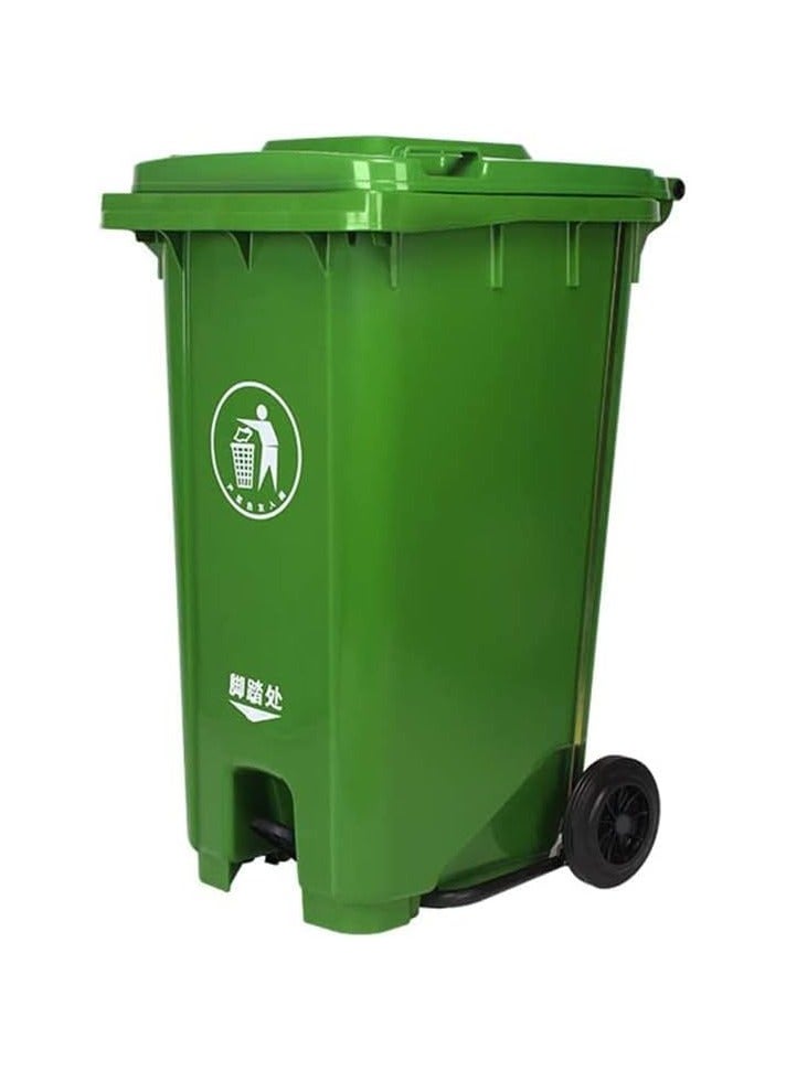 VINSTAR 240 Ltr Green Outdoor Waste Center Pedal Bins, Garbage Can Container With Attached Lid & Two Wheeled - High Density Polyethylene (HDPE) Heavy-Duty  - Image 1