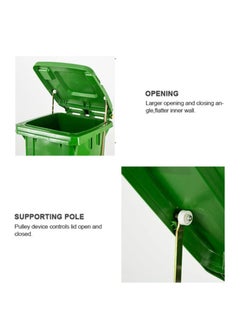 VINSTAR 240 Ltr Green Outdoor Waste Center Pedal Bins, Garbage Can Container With Attached Lid & Two Wheeled - High Density Polyethylene (HDPE) Heavy-Duty  - Image 5