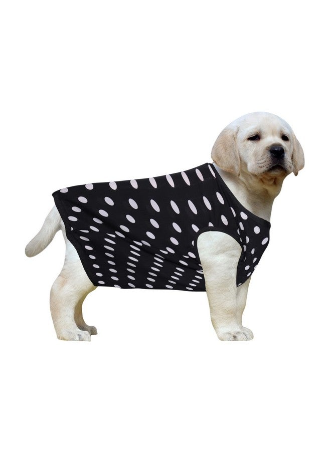 Western Era Funky Soft Cotton Dog T-Shirt, Comfortable Dog Clothing, Sleeveless Vest Puppy Outfit, Apparel (Polka Black) (Medium) (18 Inches) - Image 1