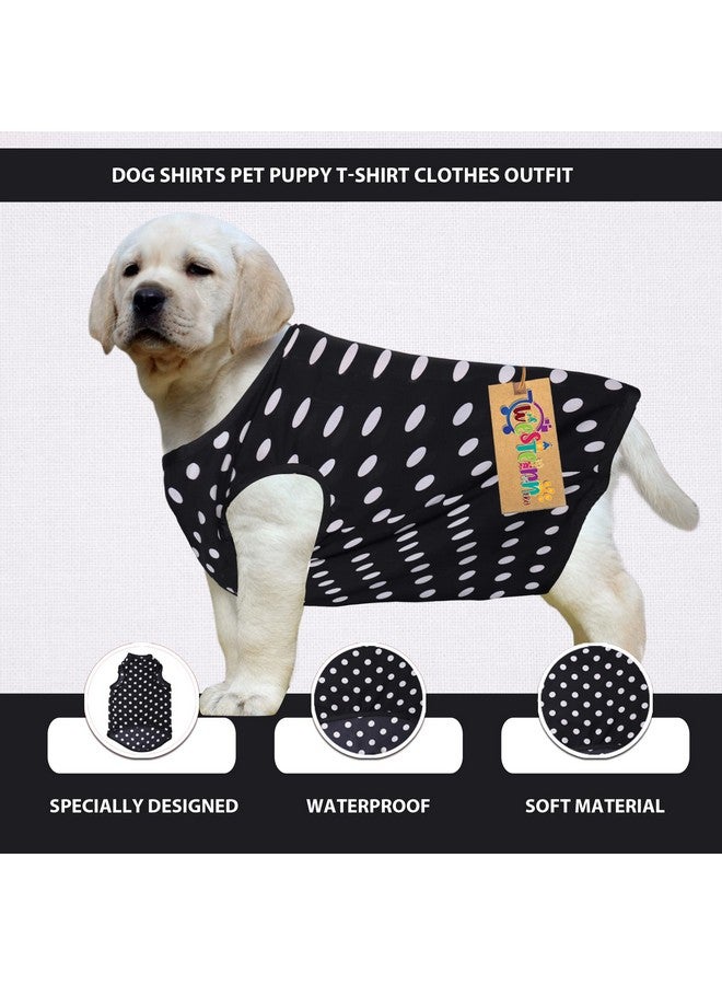 Western Era Funky Soft Cotton Dog T-Shirt, Comfortable Dog Clothing, Sleeveless Vest Puppy Outfit, Apparel (Polka Black) (Medium) (18 Inches) - Image 2