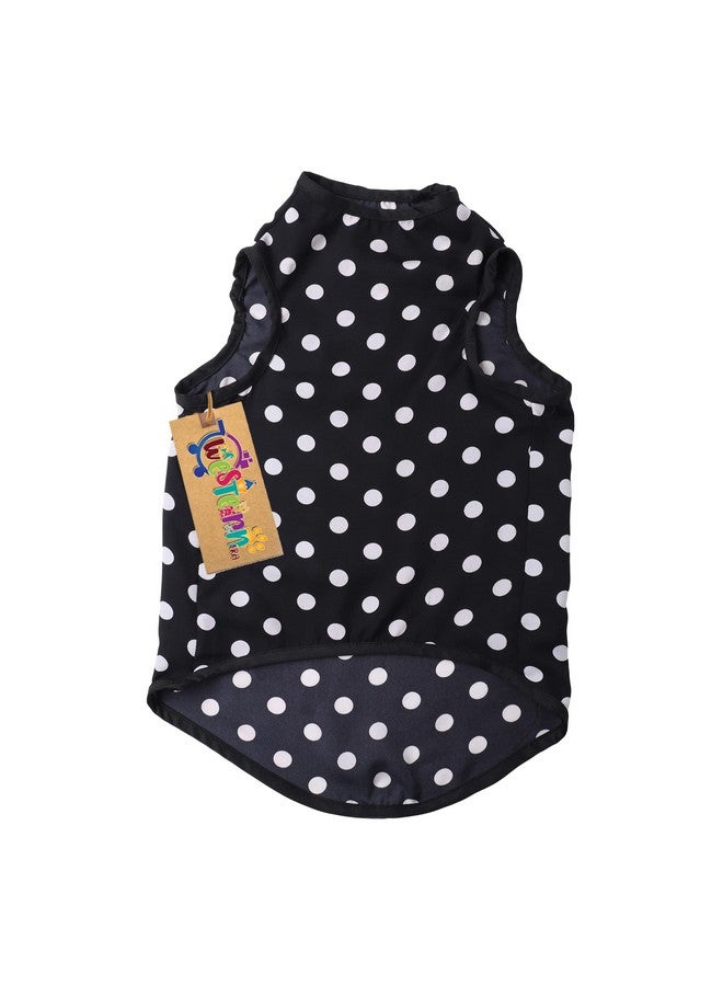 Western Era Funky Soft Cotton Dog T-Shirt, Comfortable Dog Clothing, Sleeveless Vest Puppy Outfit, Apparel (Polka Black) (Medium) (18 Inches) - Image 4