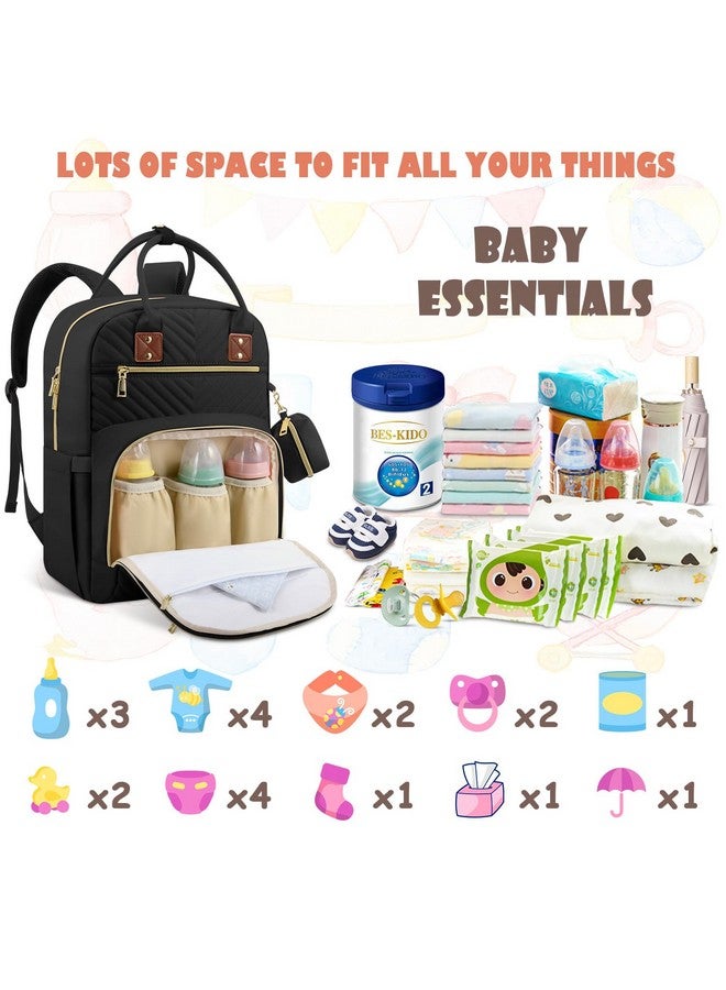 Tenot Baby Diaper Bag Backpack, Travel Diaper Bags for Baby Girl Boy Large Capacity Baby Bag Backpack for Women Black - Image 2