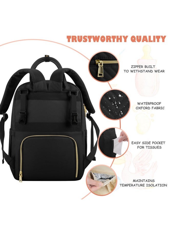 Tenot Baby Diaper Bag Backpack, Travel Diaper Bags for Baby Girl Boy Large Capacity Baby Bag Backpack for Women Black - Image 5