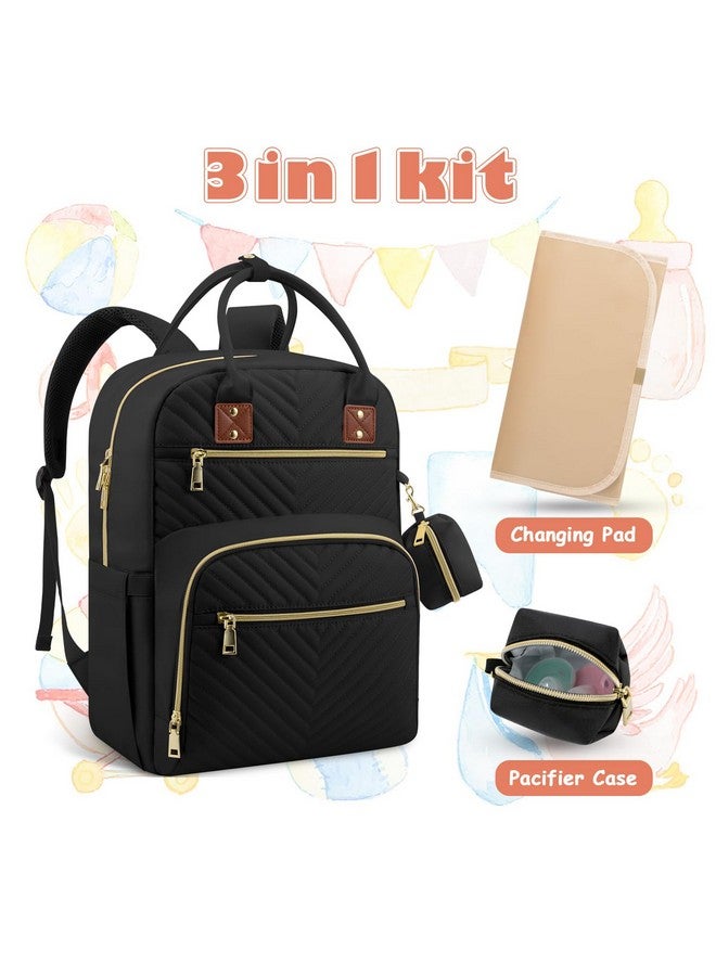 Tenot Baby Diaper Bag Backpack, Travel Diaper Bags for Baby Girl Boy Large Capacity Baby Bag Backpack for Women Black - Image 3