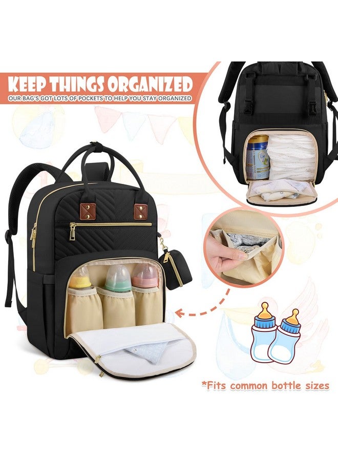 Tenot Baby Diaper Bag Backpack, Travel Diaper Bags for Baby Girl Boy Large Capacity Baby Bag Backpack for Women Black - Image 4