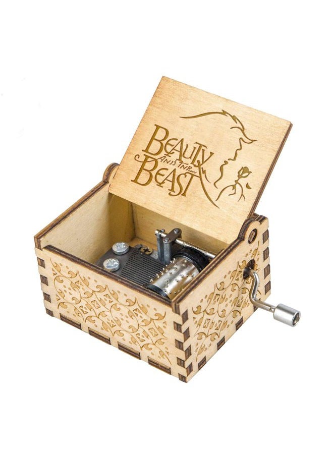 Muzero Beauty and The Beast Music Box, Valentine Christmas Birthday Anniversary Wooden Gift for Wife Girlfriend Husband Boyfriend Girl Hand Crank Present - Image 1