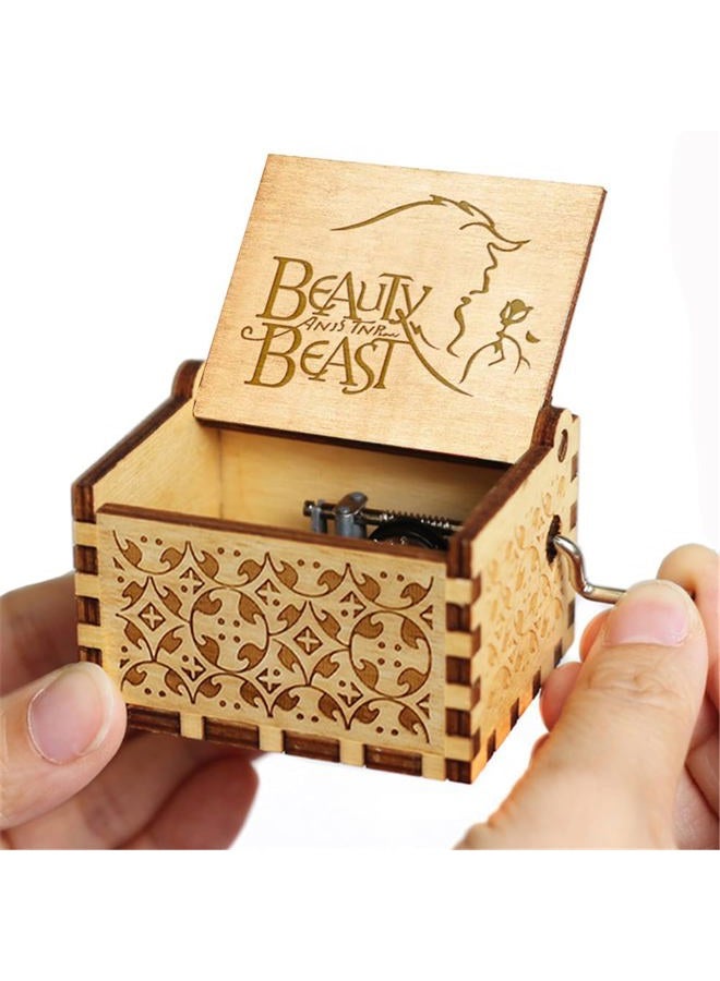 Muzero Beauty and The Beast Music Box, Valentine Christmas Birthday Anniversary Wooden Gift for Wife Girlfriend Husband Boyfriend Girl Hand Crank Present - Image 2