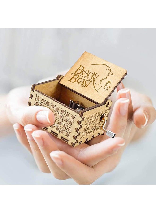 Muzero Beauty and The Beast Music Box, Valentine Christmas Birthday Anniversary Wooden Gift for Wife Girlfriend Husband Boyfriend Girl Hand Crank Present - Image 3