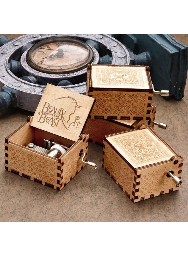 Muzero Beauty and The Beast Music Box, Valentine Christmas Birthday Anniversary Wooden Gift for Wife Girlfriend Husband Boyfriend Girl Hand Crank Present - Image 5