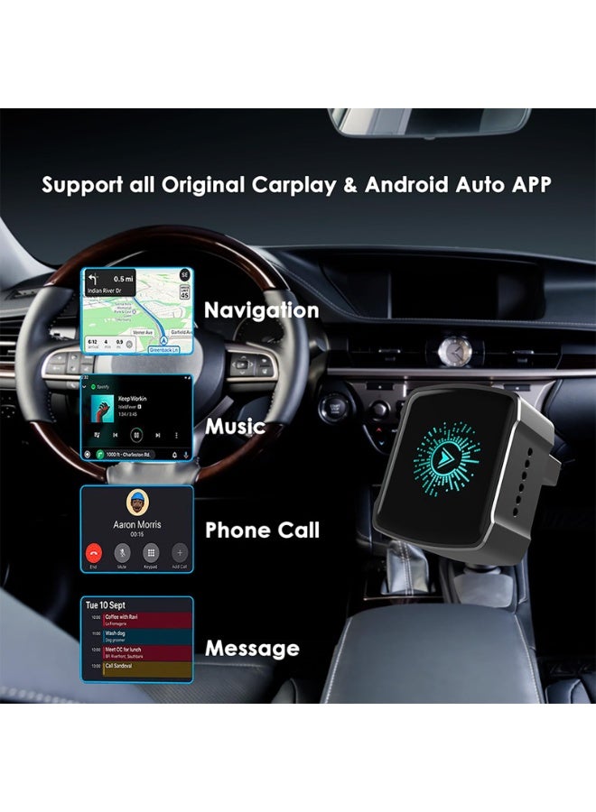 Wireless CarPlay Adapter Ai Box, Plug & Play, Auto-Reconnect, Dual-Band 2.4G/5Ghz, Ultra-Compact for Factory Wired CarPlay (iOS/Android), USB/USB-C Compatible, Low Latency, Heat Dissipation - Image 2