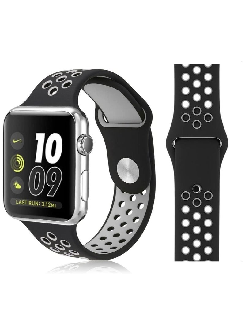 Rock Pow - Apple Watch Soft Silicone Sport Band Nike+ Sport Edition Replacement Wrist Strap Compatible for Ultra/8/7/6/5/4/3/2/1 42/44/45/49mm - Image 1
