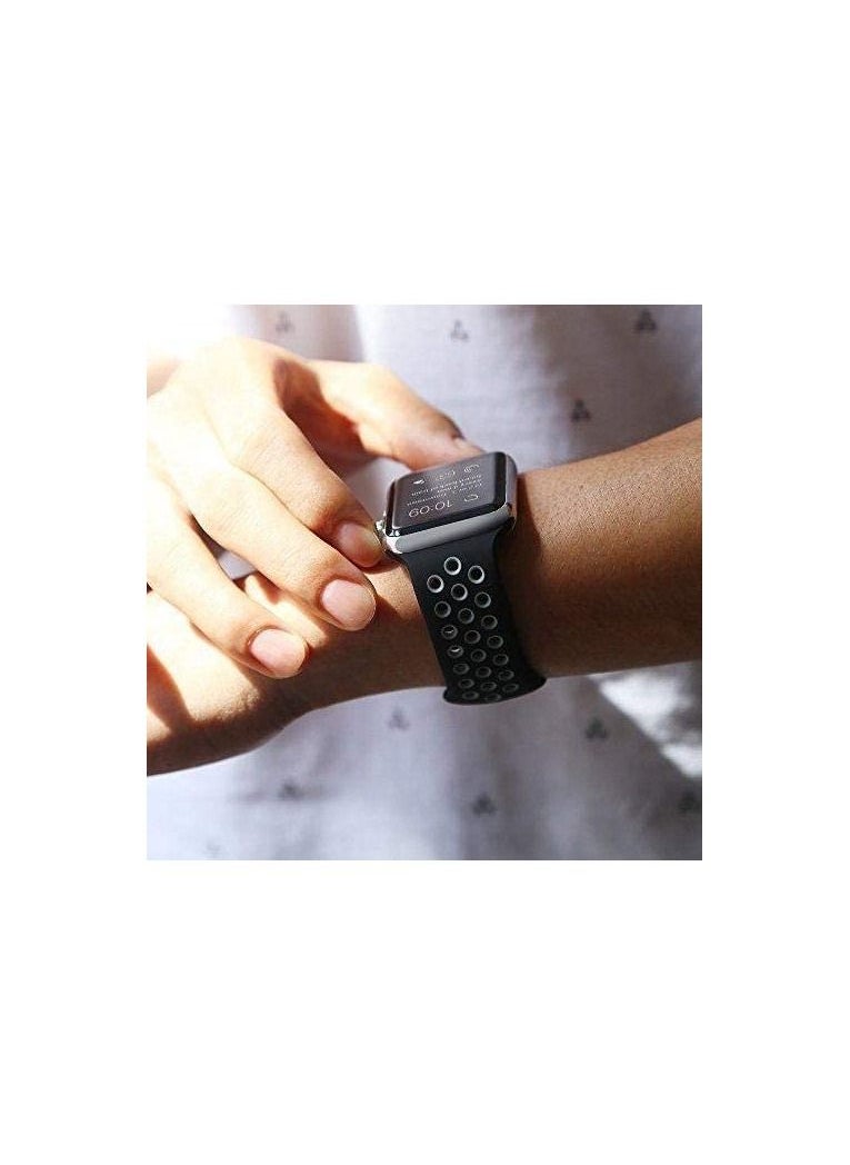 Rock Pow - Apple Watch Soft Silicone Sport Band Nike+ Sport Edition Replacement Wrist Strap Compatible for Ultra/8/7/6/5/4/3/2/1 42/44/45/49mm - Image 1