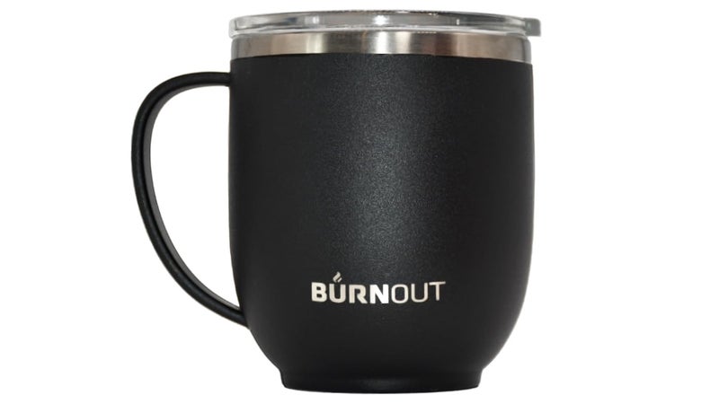 BurnOut Temperature Regulating Home  Office Mug 12 oz Black  Drink NOW  HeatZorb Tech