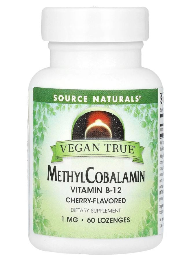 Vegan True MethylCobalamin Vitamin B12 Cherry  1 mg 60 Lozenges
