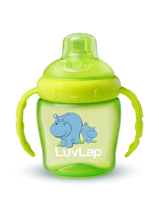 Luvlap Hippo Spout Sipper for Infant/Toddler, 225ml, Anti-Spill Sippy Cup with Soft Silicone Spout, BPA Free, Sipper with Handles, 6m+ (Green) - Image 1