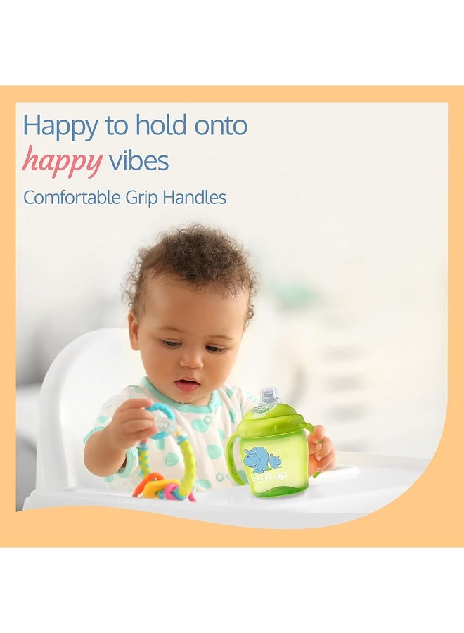 Luvlap Hippo Spout Sipper for Infant/Toddler, 225ml, Anti-Spill Sippy Cup with Soft Silicone Spout, BPA Free, Sipper with Handles, 6m+ (Green) - Image 4