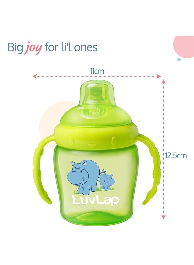Luvlap Hippo Spout Sipper for Infant/Toddler, 225ml, Anti-Spill Sippy Cup with Soft Silicone Spout, BPA Free, Sipper with Handles, 6m+ (Green) - Image 5