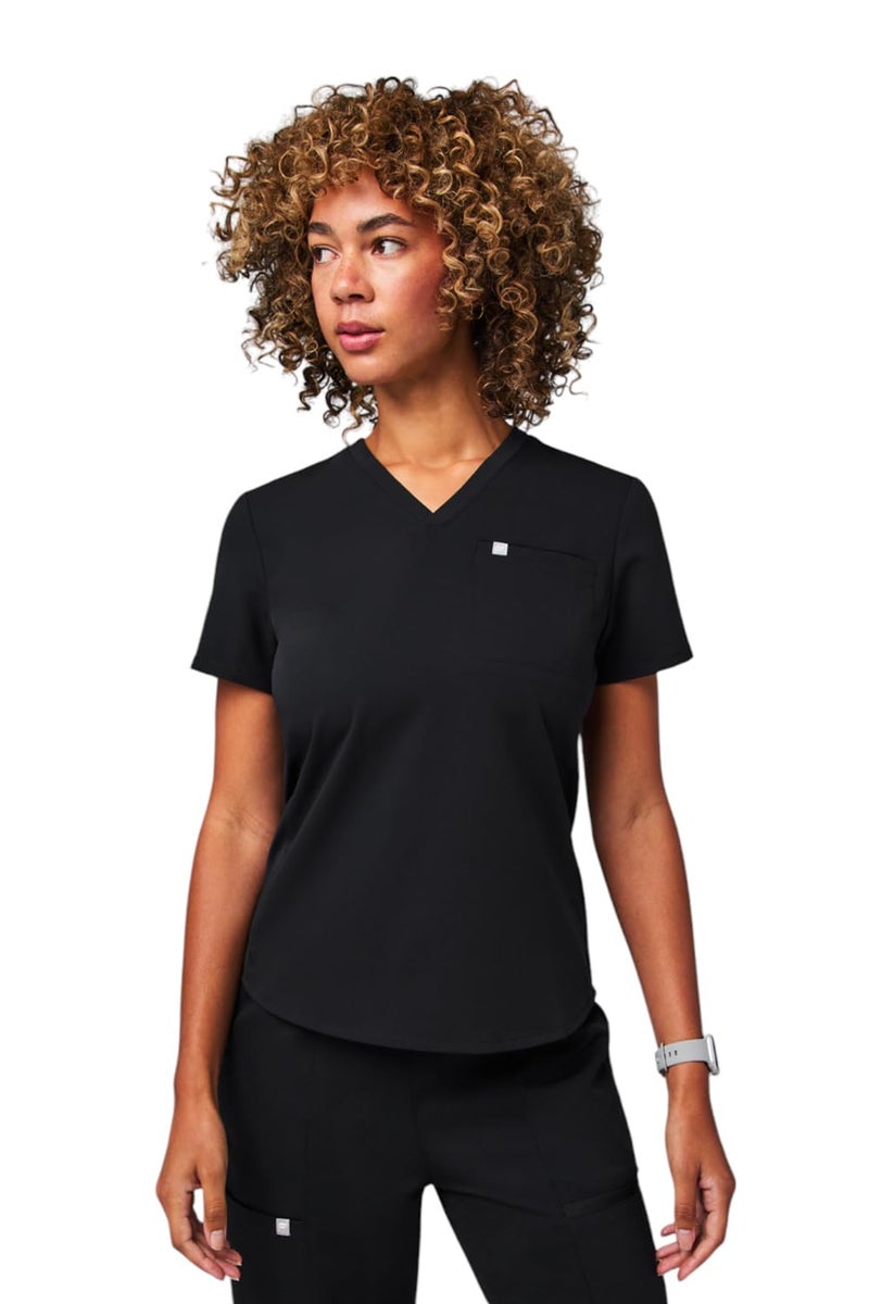 Fabletics Women's Vital 1-Pocket Scrub Top - MotionTech, Wrinkle-Resist, Chest Pocket, Anti-Shrink, Semi-Slim Fit, M, Black - Image 1