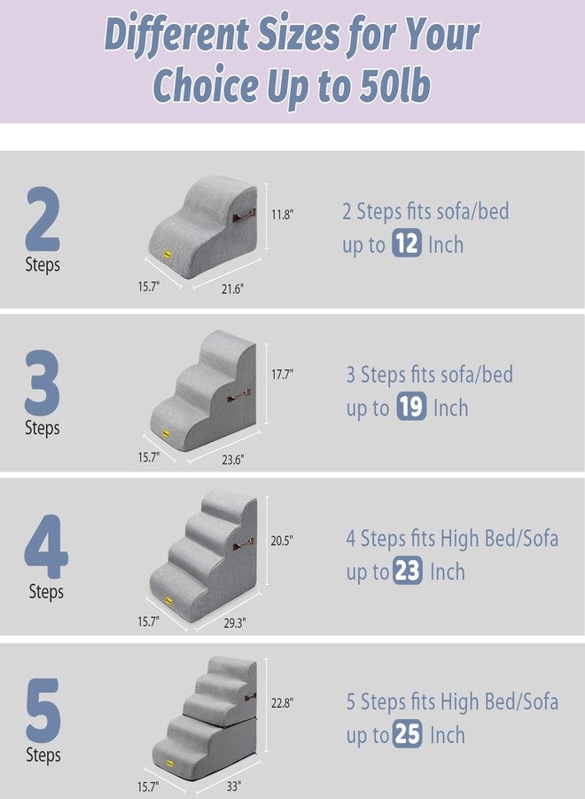 Gimars Extra Wide Sturdy 30D High Density Foam Dog Stairs for Sofa, Pet Stair for Small Medium Dog, Non-Slip, Easy Clean Removable Washable Cover - Image 2